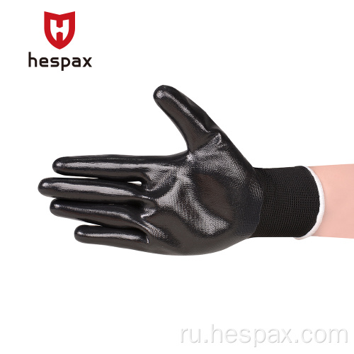HESPAX 13G Гладкие нитрильные анти -масляные перчатки